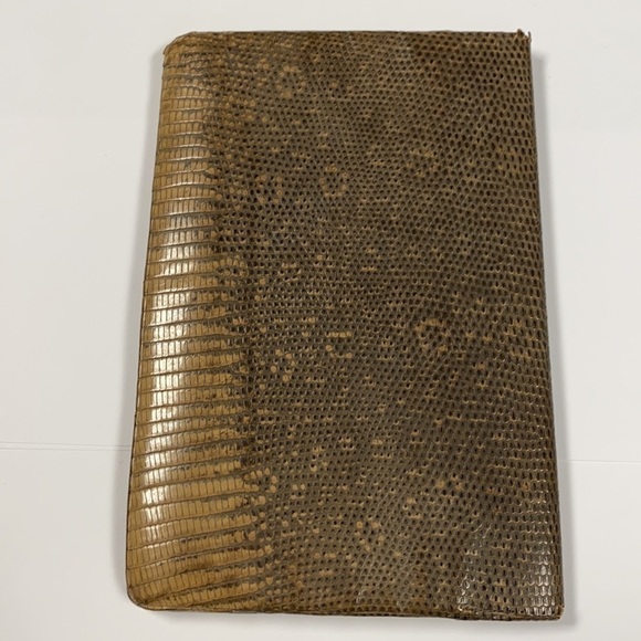 Monitor Lizard Tan Gray Leather Long Bifold Wallet - Picture 2 of 15